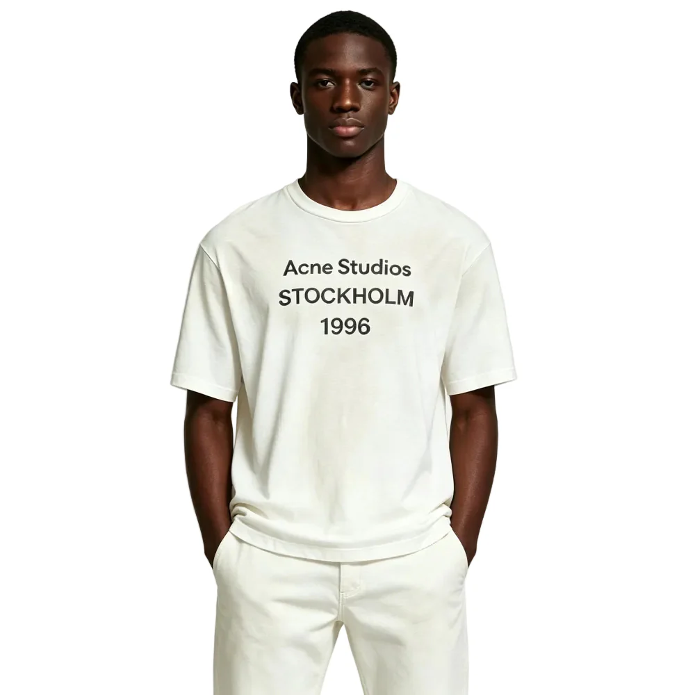Acne Studios Sprayed 1996 Logo T-shirt Dusty White - Image 3