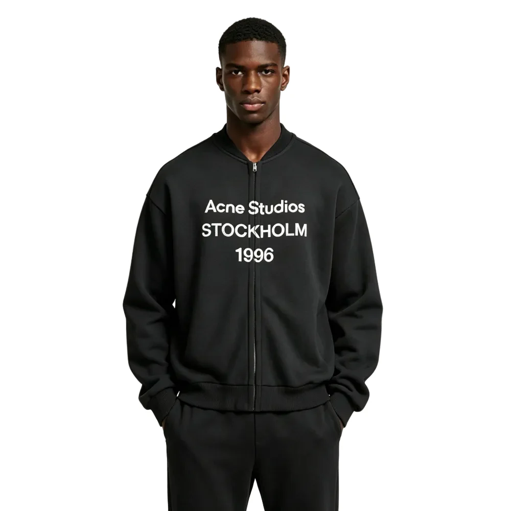 Acne Studios Zip Up 1996 Sweatshirt Black - Image 3