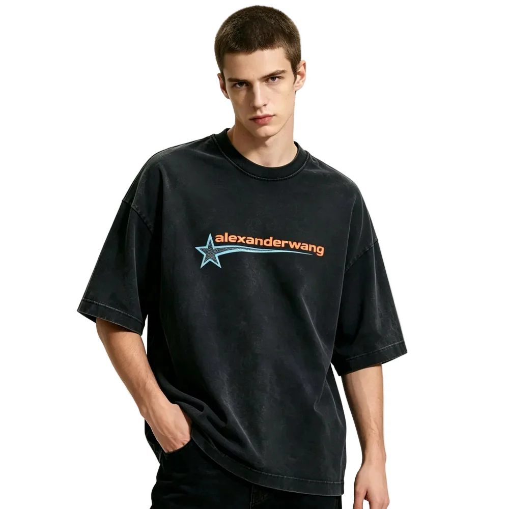 Alexander Wang Boxy Tee W Graphic Washed Black - Image 3