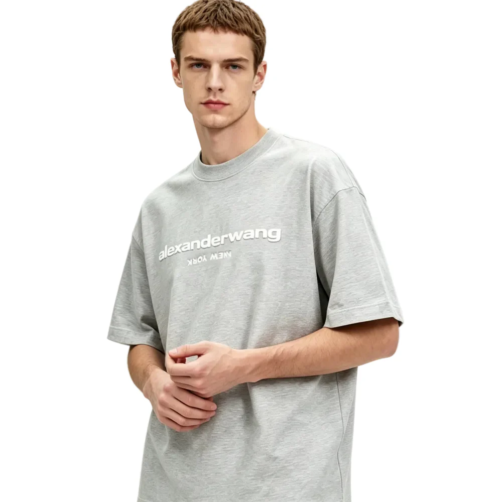 Alexander Wang Puff Logo Tee Grey - Image 3