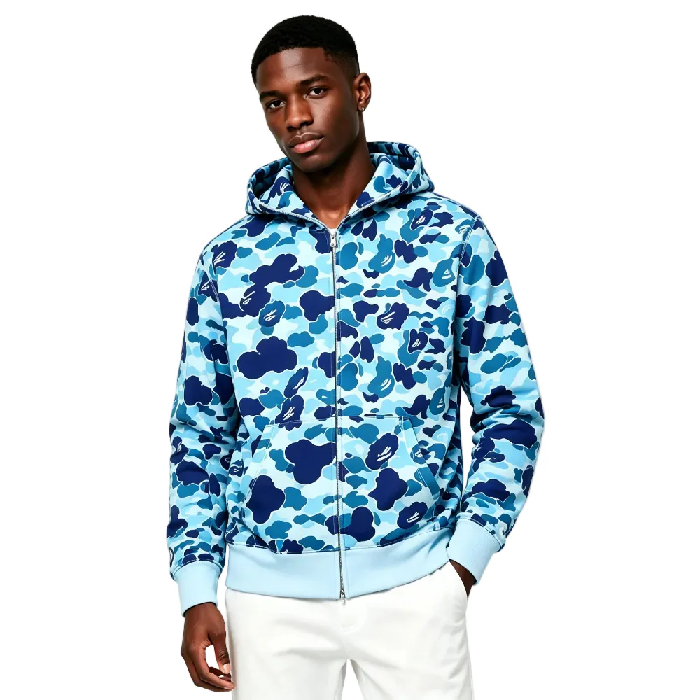BAPE ABC Camo Shark Full Zip Hoodie Blue - Image 3