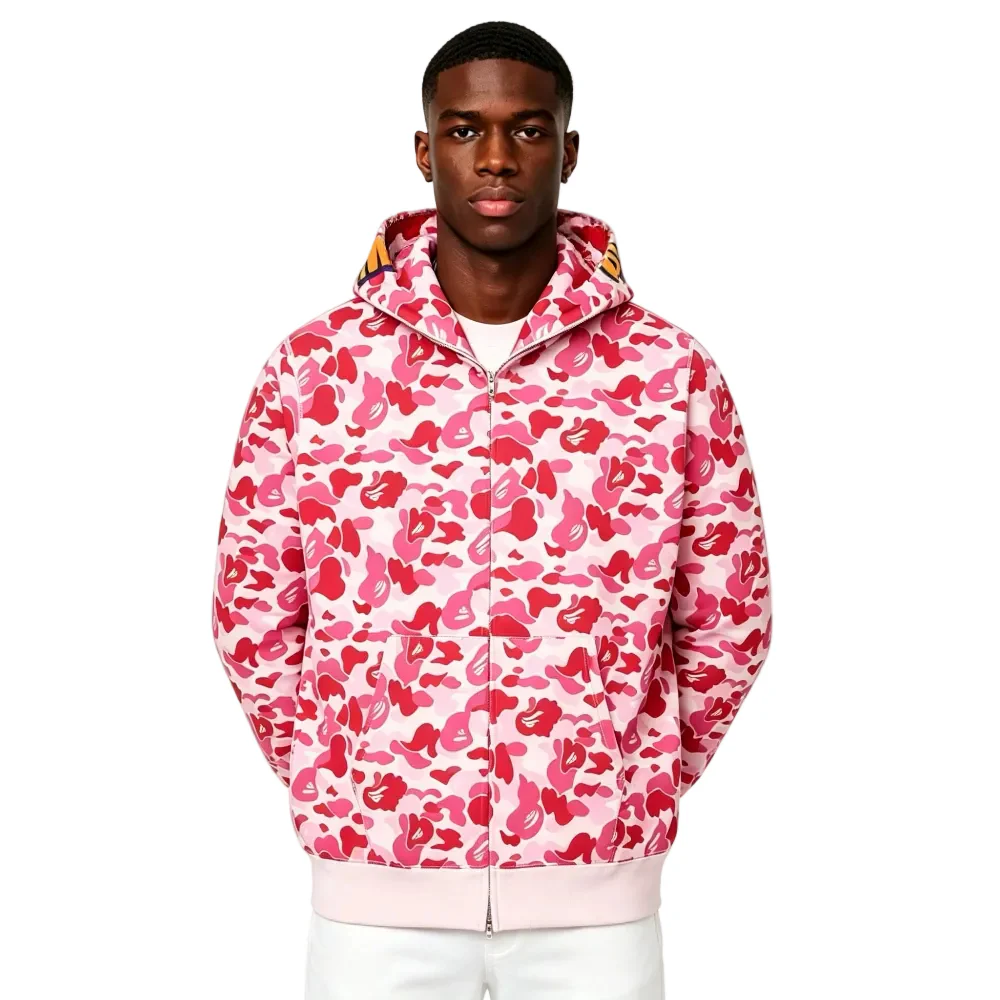 BAPE ABC Camo Shark Full Zip Hoodie Pink - Image 3