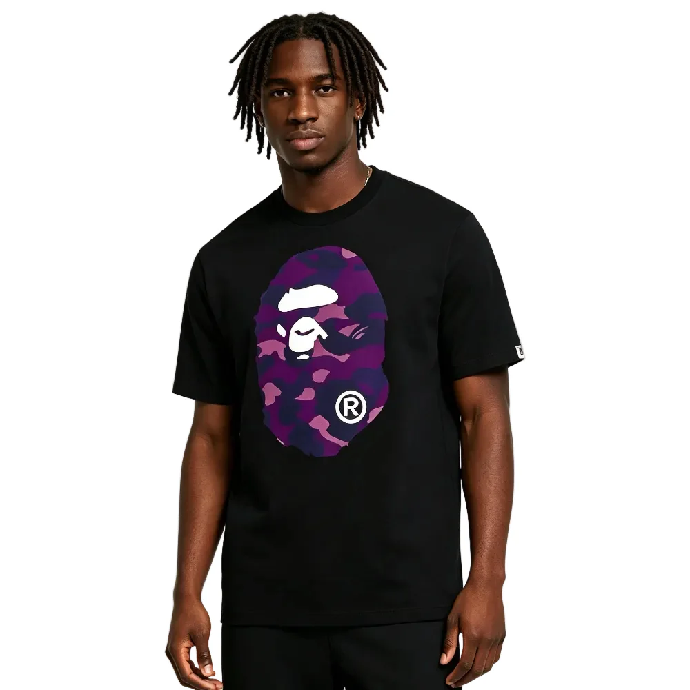 BAPE Color Camo Big Ape Head Tee Black Purple - Image 3