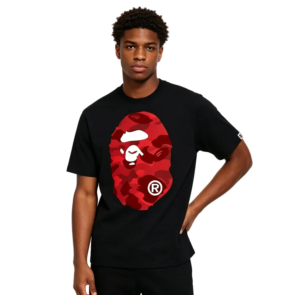 BAPE Color Camo Big Ape Head Tee Black Red - Image 3