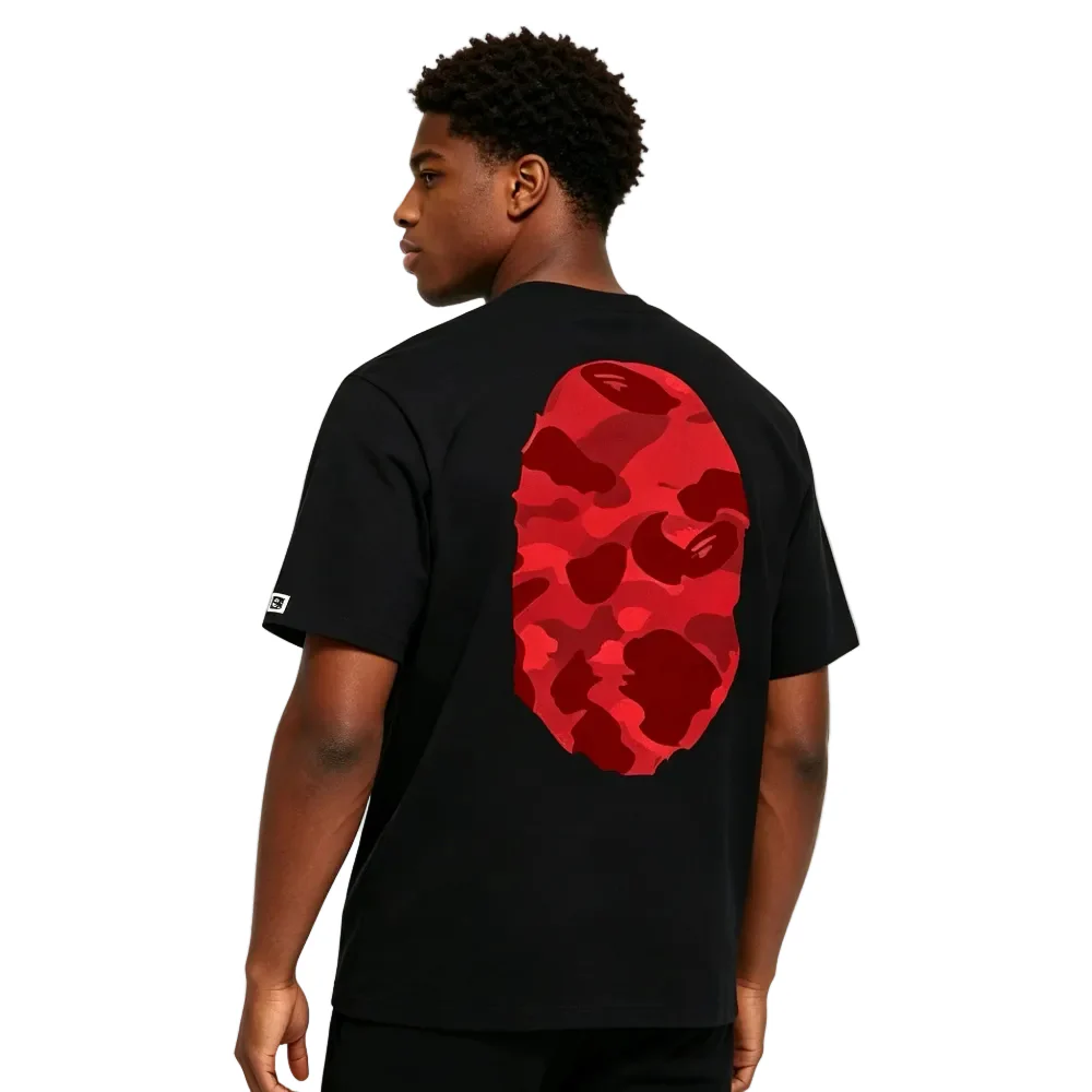 BAPE Color Camo Big Ape Head Tee Black Red - Image 4