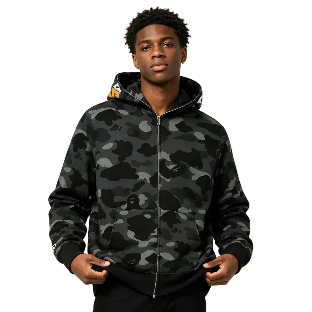BAPE Color Camo Shark Full Zip Hoodie Black - Image 3