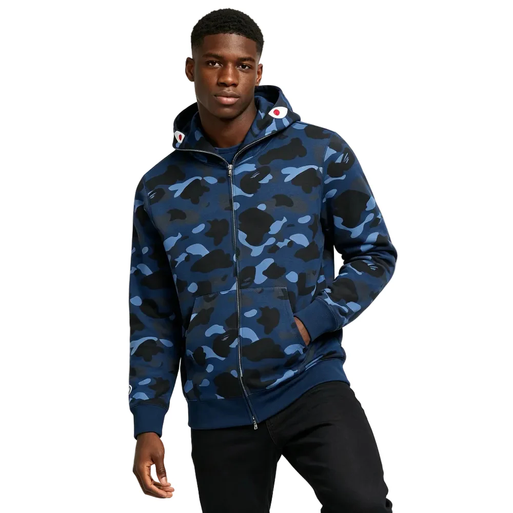 BAPE Color Camo Shark Full Zip Hoodie Navy - Image 3