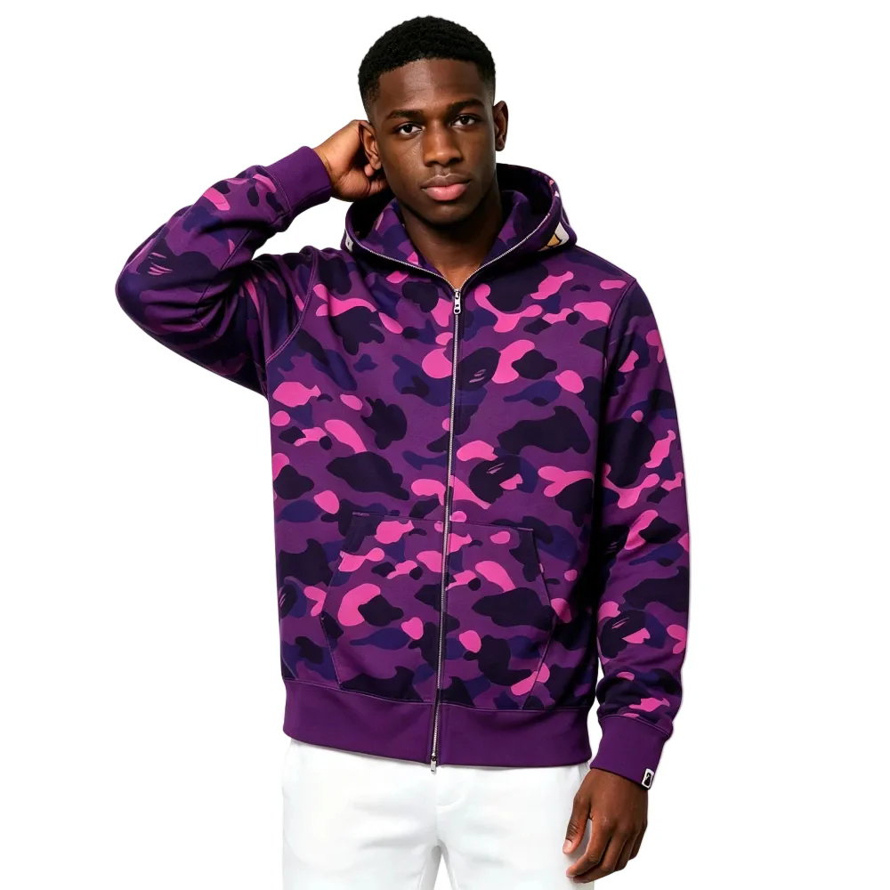 BAPE Color Camo Shark Full Zip Hoodie Purple - Image 3