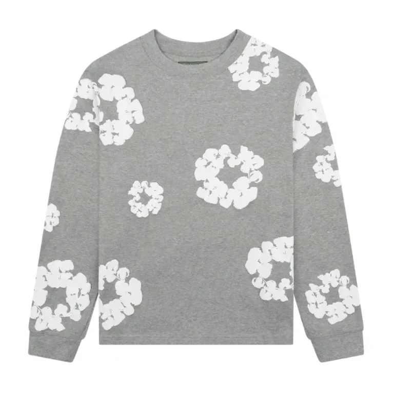 Denim Tears Long Sleeve Cotton Wreath T-shirt Grey