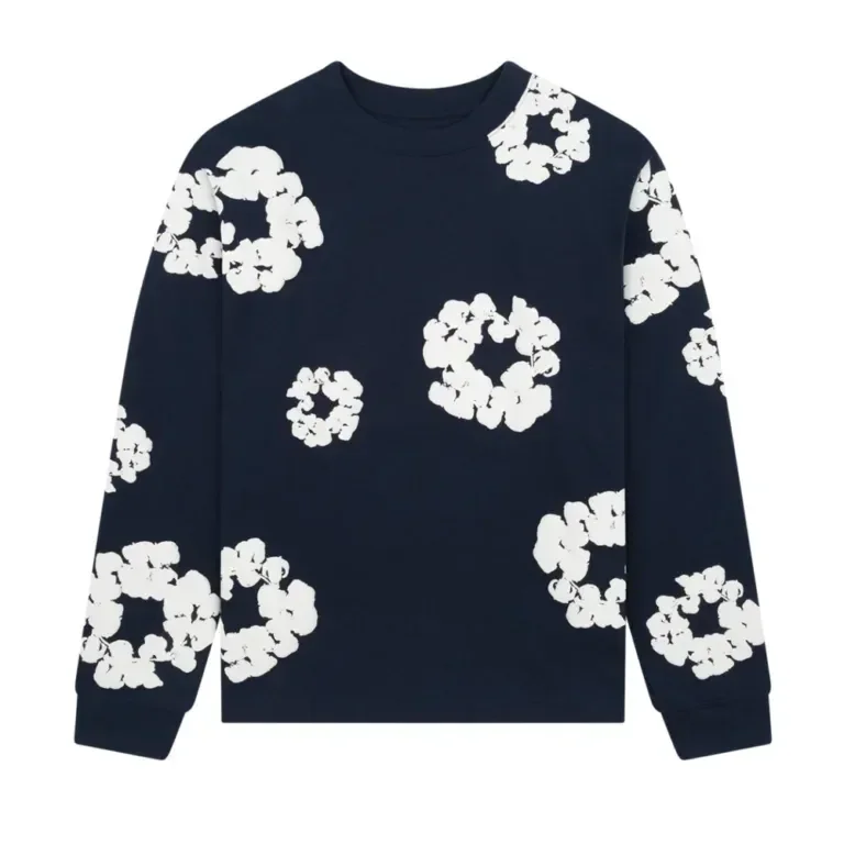 Denim Tears Long Sleeve Cotton Wreath T-shirt Navy