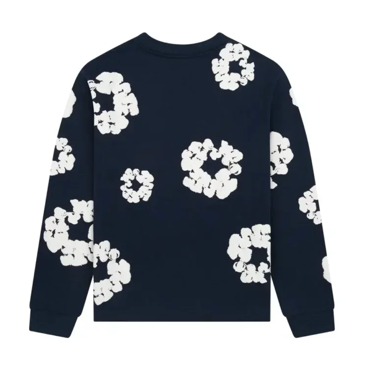 Denim Tears Long Sleeve Cotton Wreath T-shirt Navy - Image 2