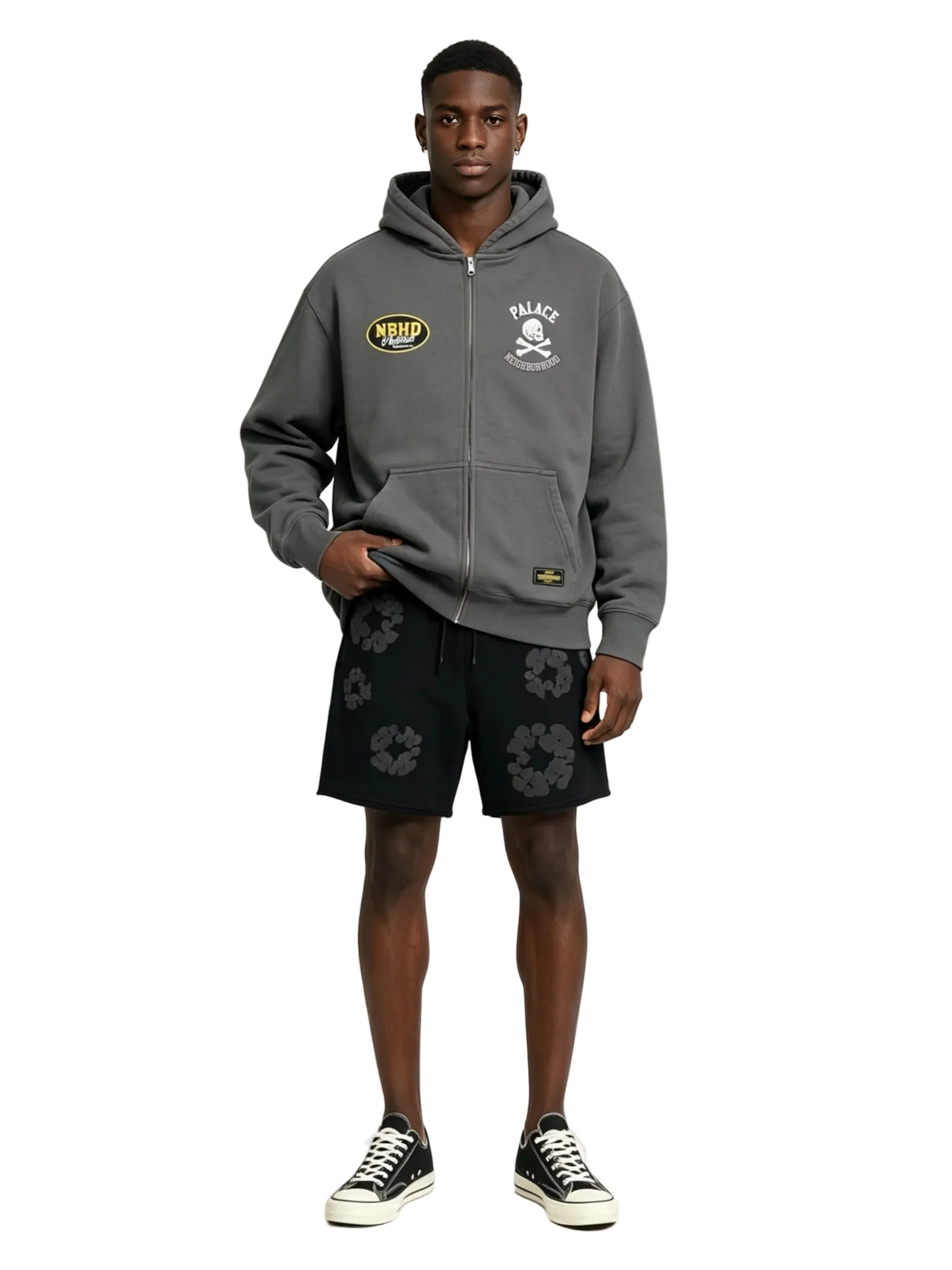Denim Tears Mono Wreath Sweatshorts Black - Image 3