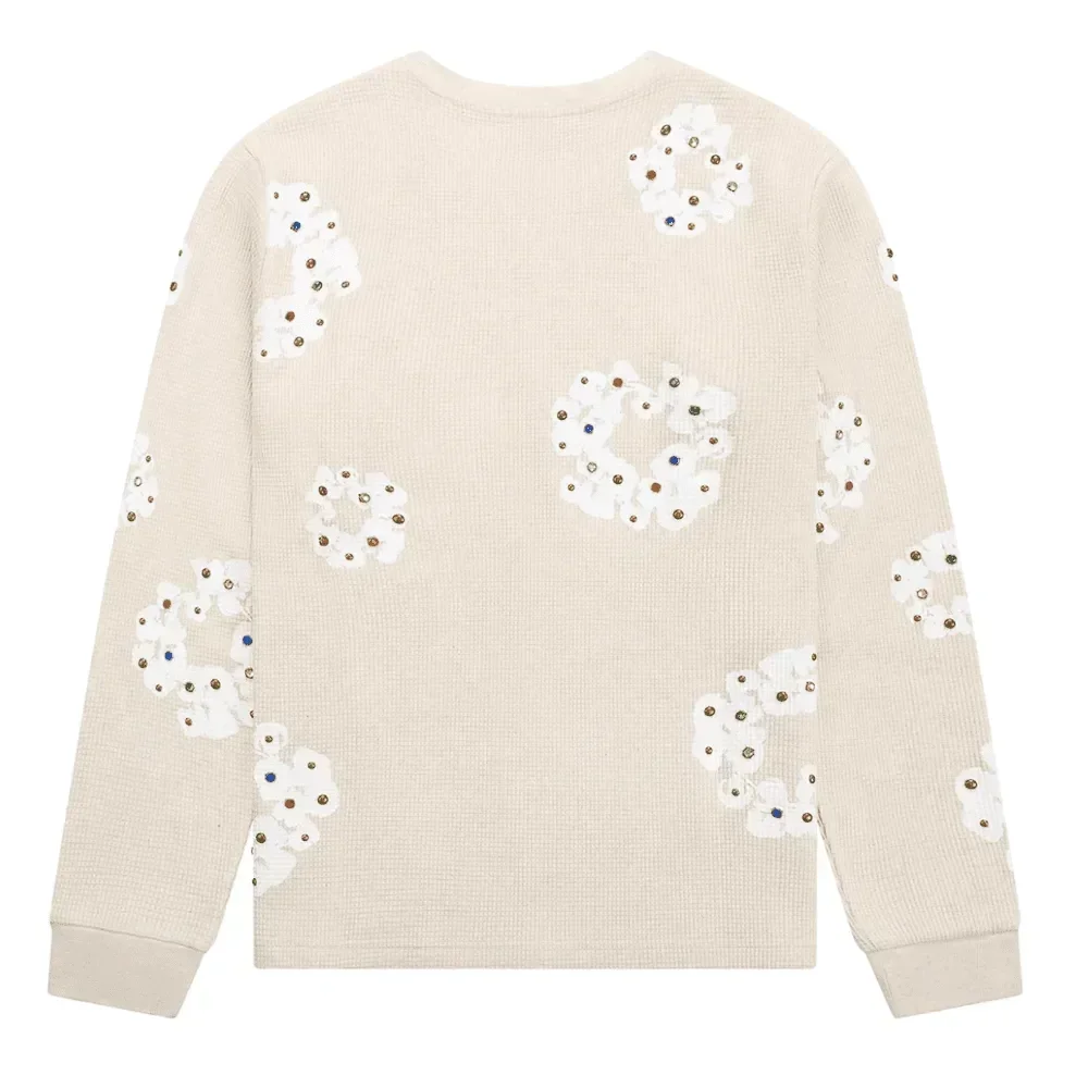 Denim Tears Rhinestone Wreath Thermal Oatmeal - Image 2