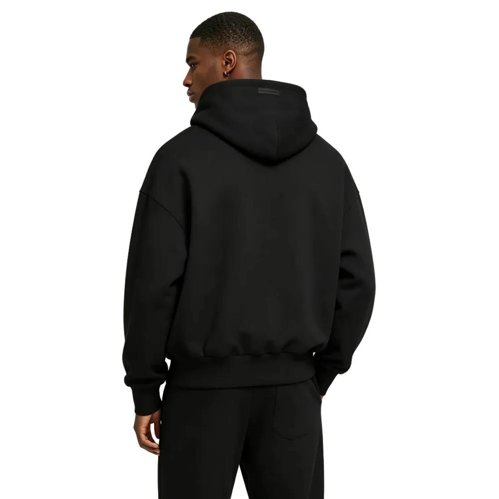 Fear of God Essentials Classic Fleece Hoodie Vintage Black - Image 4