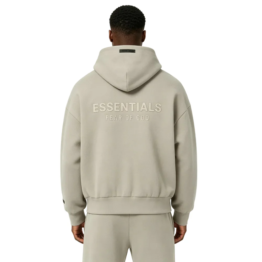 Fear of God Essentials Classic Full Zip Hoodie Timber - Image 4