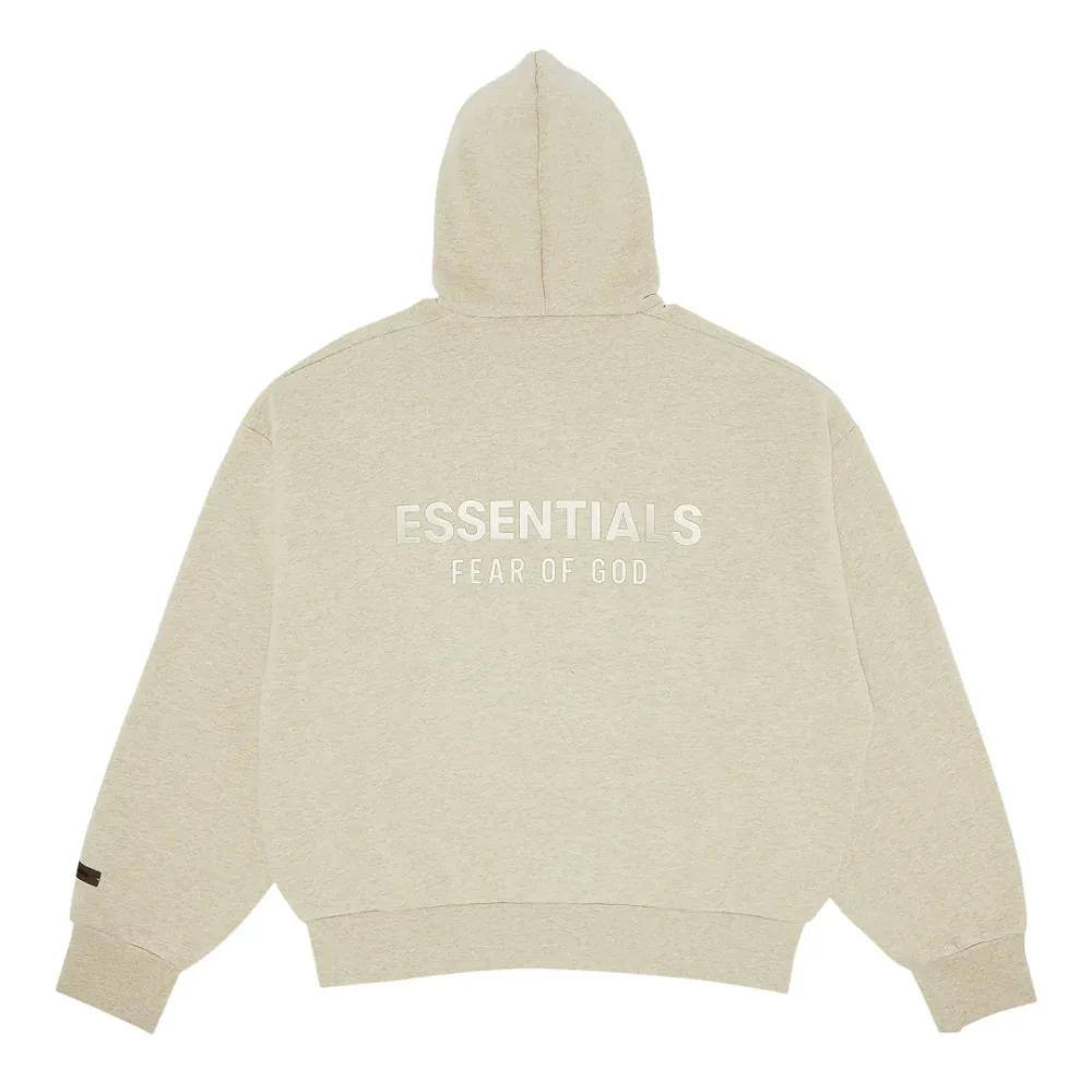Fear of God Essentials Classic FullZip Hoodie Heather Stone - Image 2