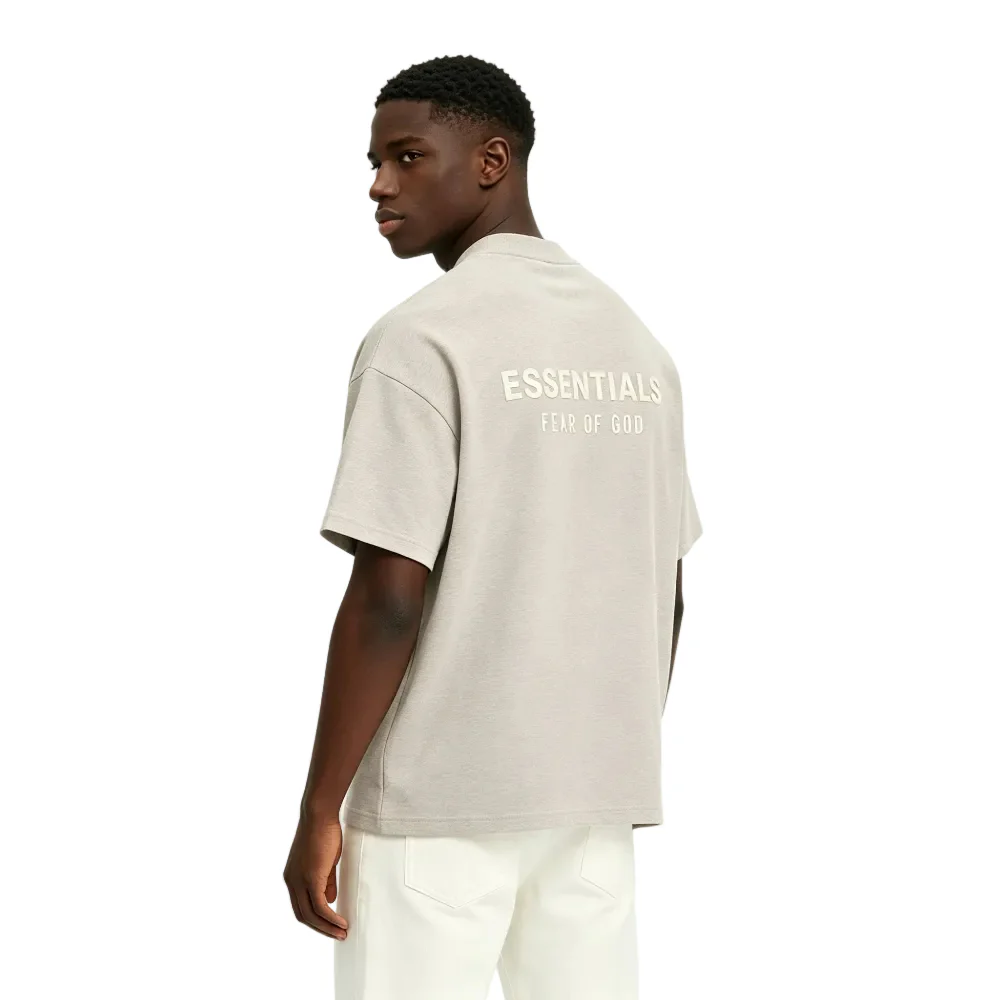 Fear of God Essentials Classic Short Sleeve Tee Heather Stone - Image 4
