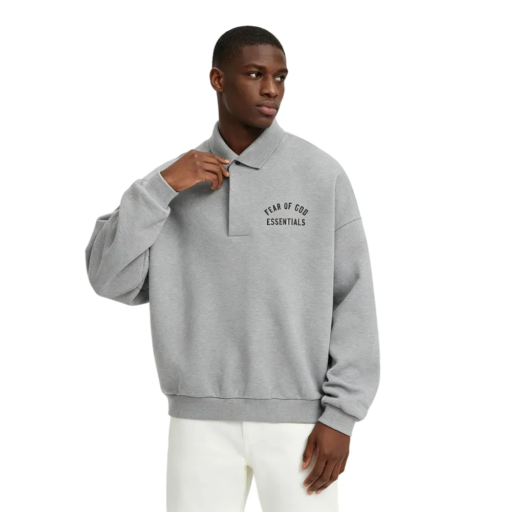 Fear of God Essentials Fleece Polo Dark Heather - Image 3