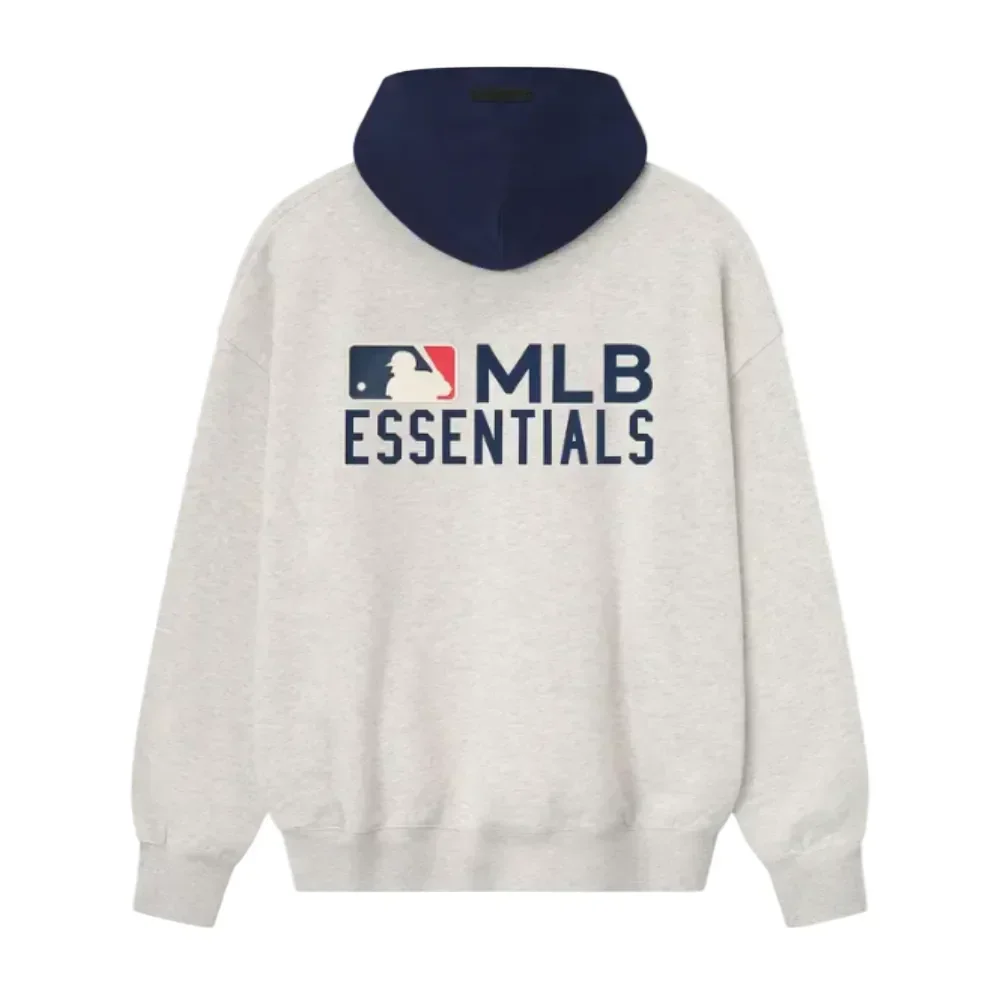 Fear of God Essentials MLB Sport Hoodie Oatmeal Heather Midnight Navy - Image 2