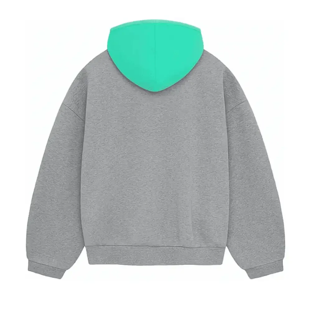 Fear of God Essentials SS24 Nylon Fleece Hoodie Dark Heather Oatmeal/Mint Leaf - Image 2