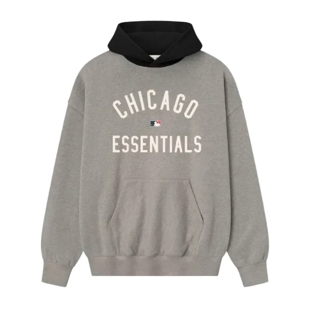 Fear of God Essentials White Sox Sport Hoodie Concrete Heather Black