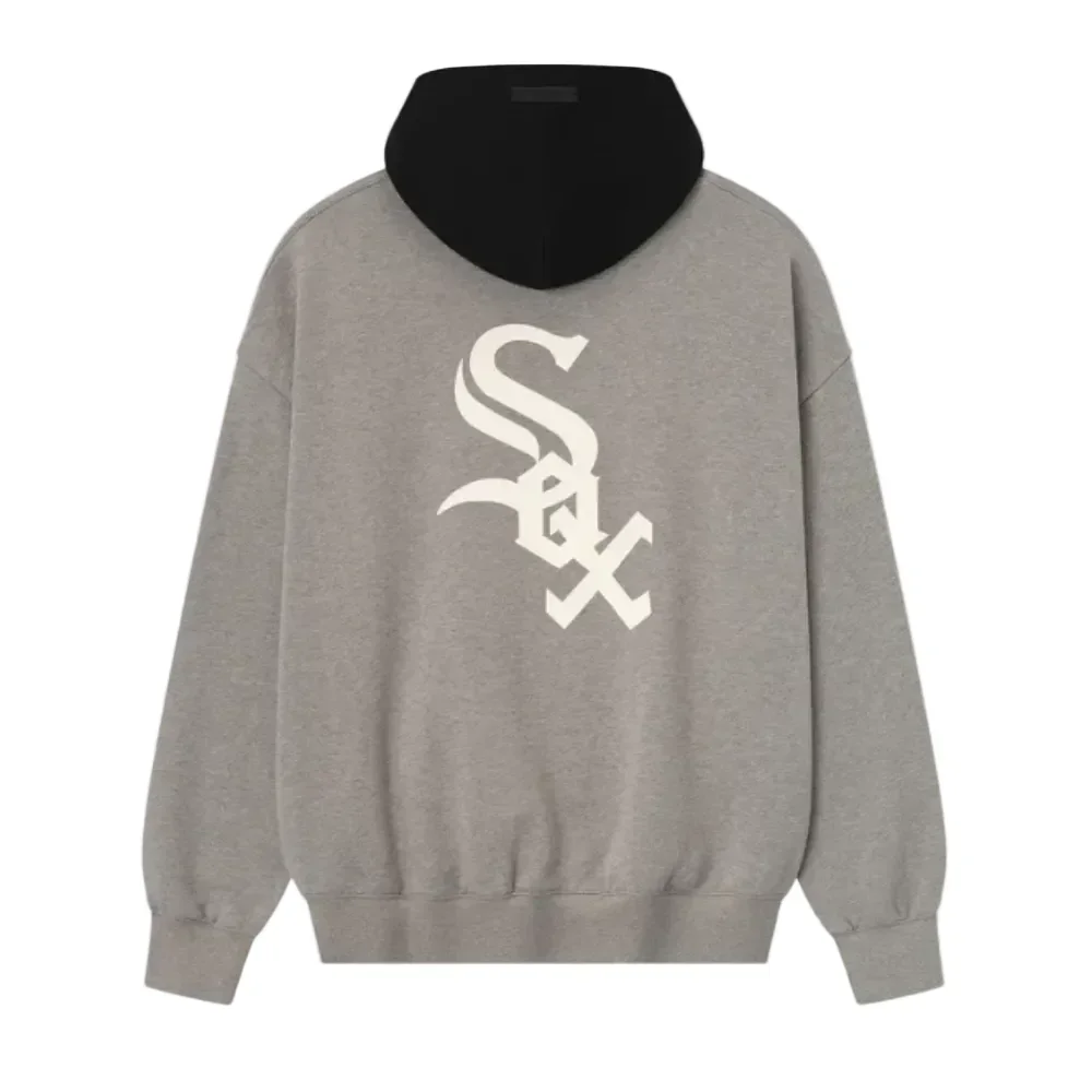 Fear of God Essentials White Sox Sport Hoodie Concrete Heather Black - Image 2