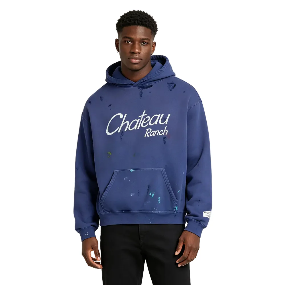 Gallery Dept. Distressed Chateau Ranch Hoodie Navy - Image 3