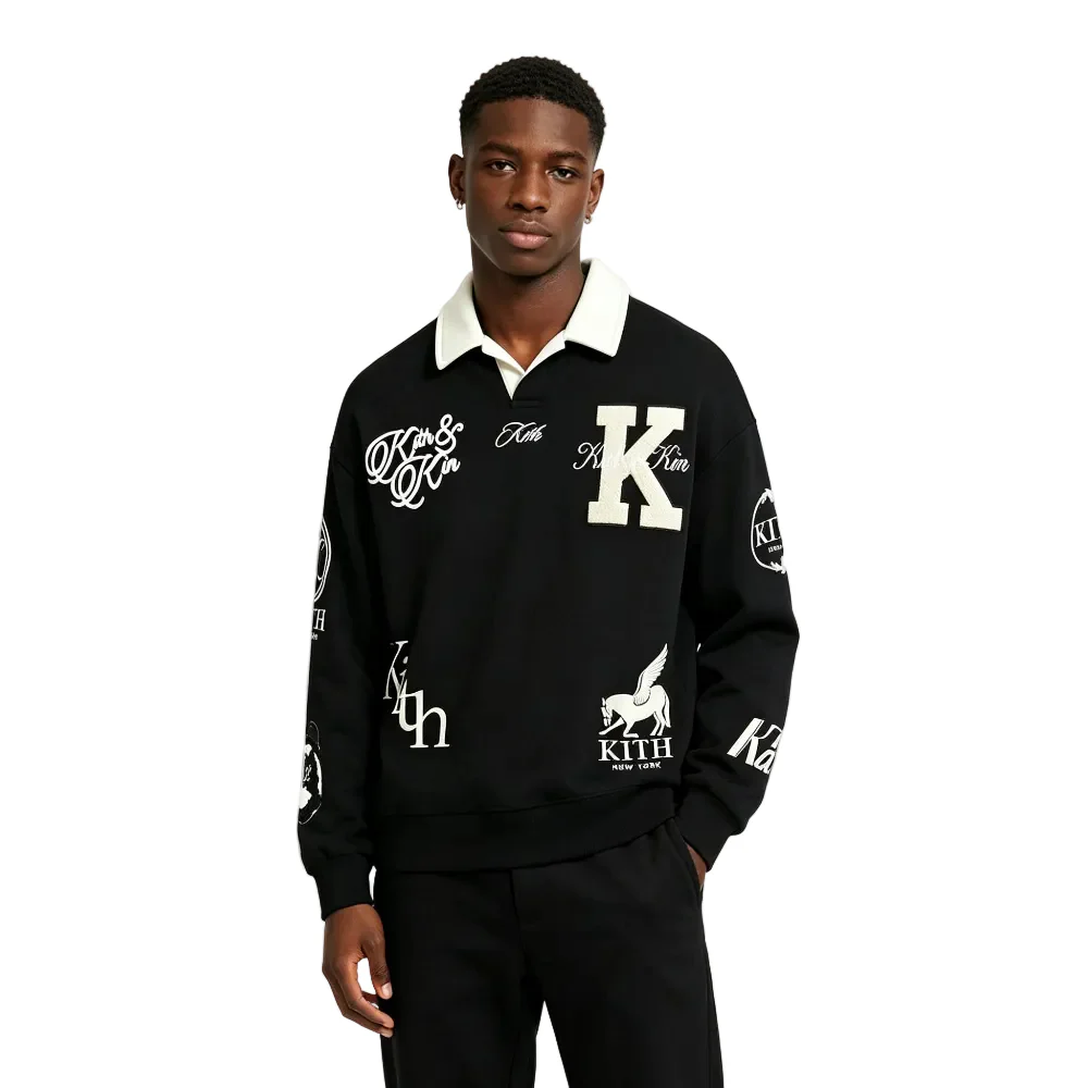 Kith Nelson Collared Rugby Pullover Black - Image 3