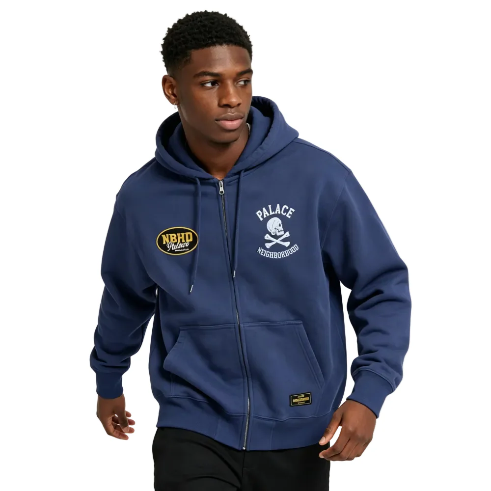 Palace x Neighborhood Skull Zip Hood Navy - Image 3