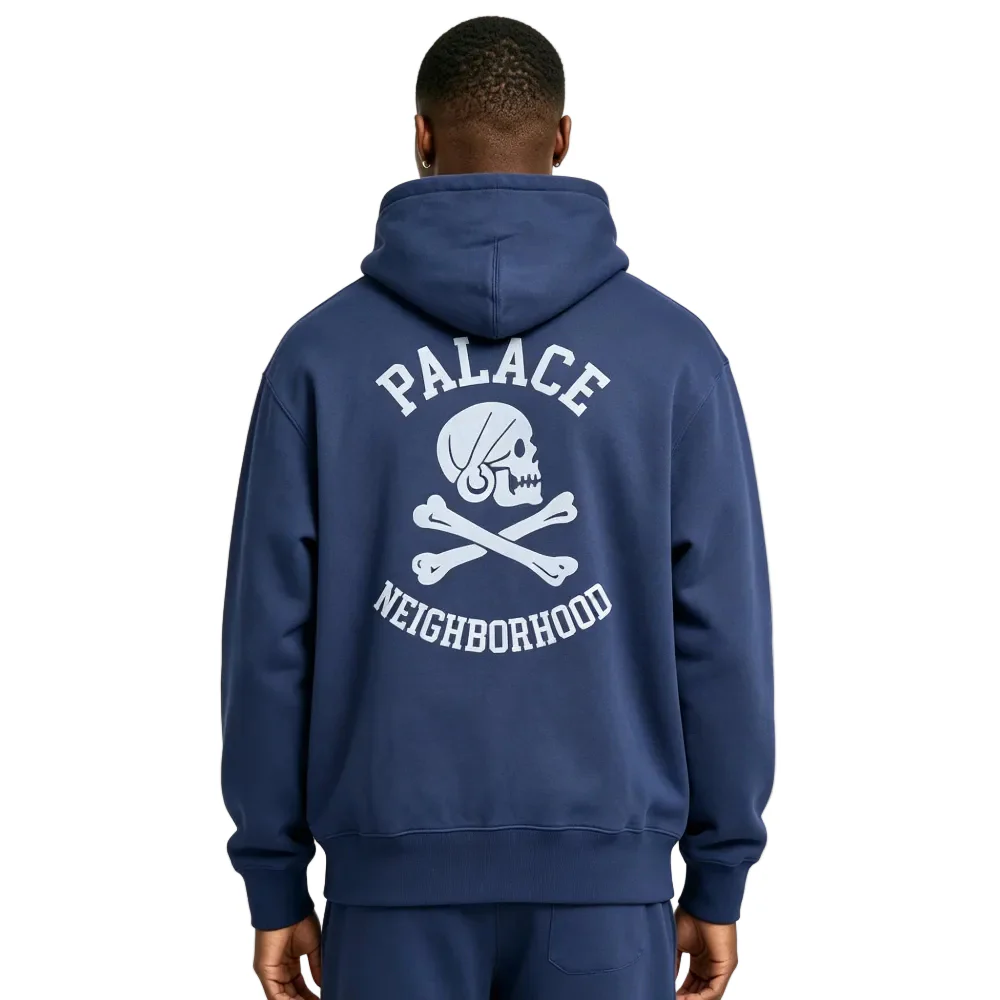 Palace x Neighborhood Skull Zip Hood Navy - Image 4