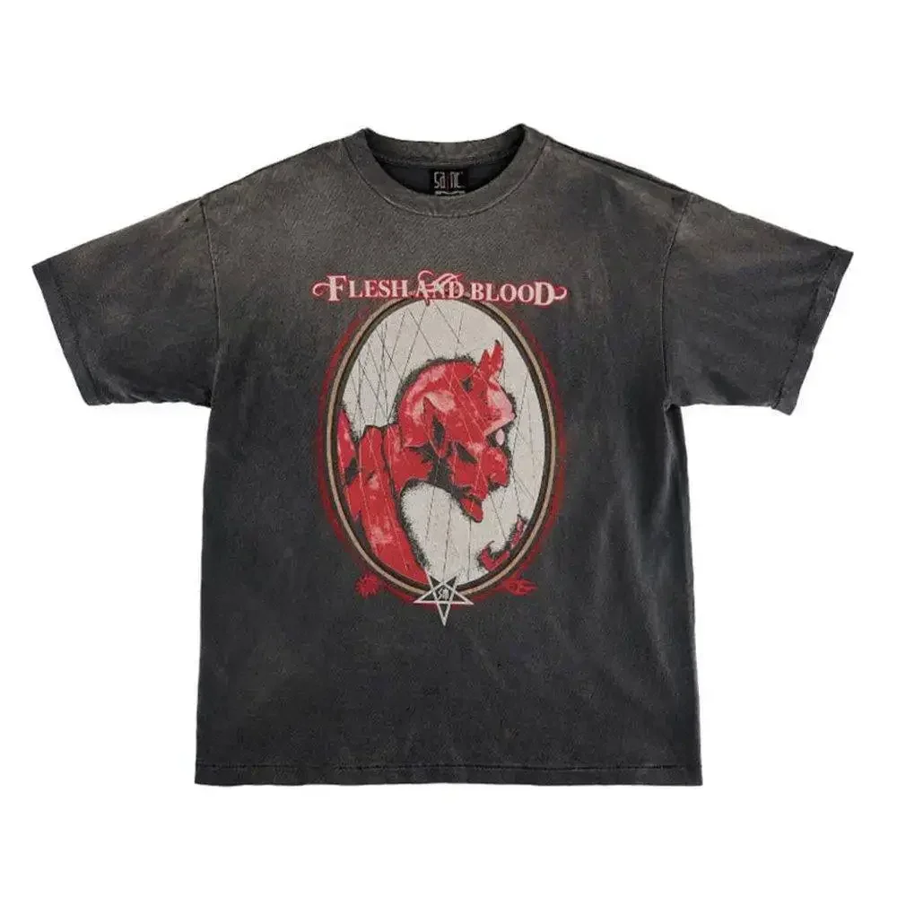 Saint Michael Fresh and Blood Devil T-shirt Vintage Black