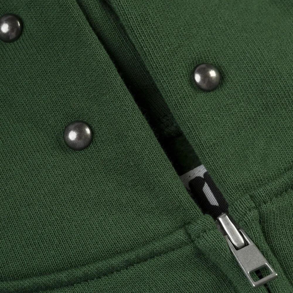 Sp5der Og Web Studded Zip Hoodie Green - Image 3